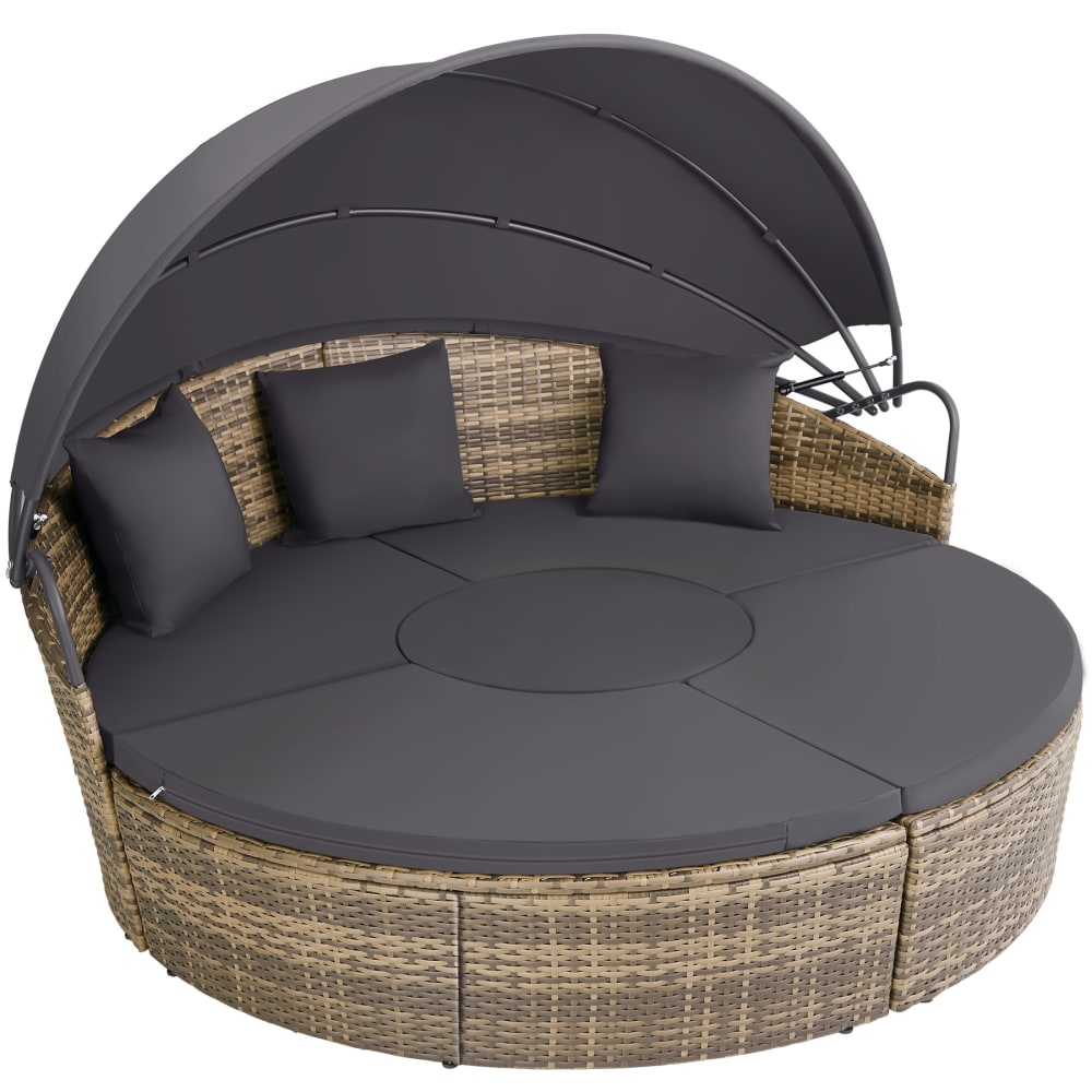 Santorin - Bain de soleil rond au Design contemporain luxueux marron naturel