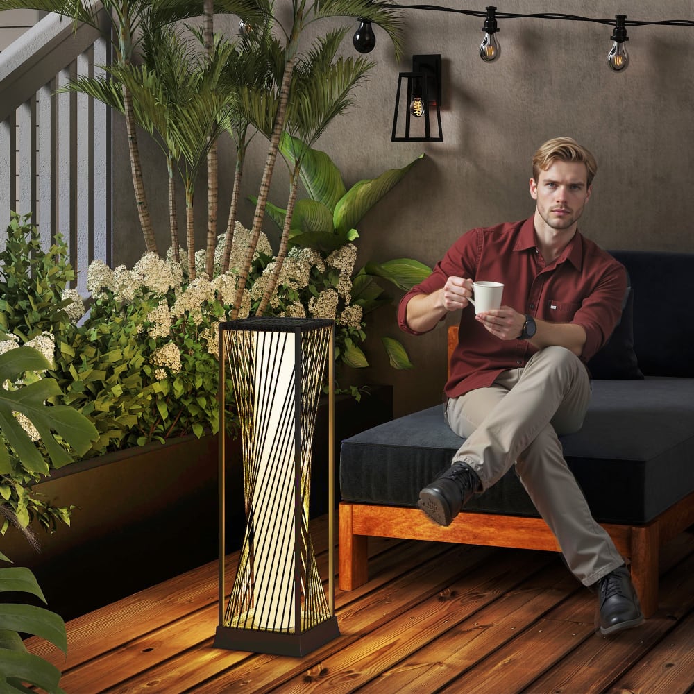 Outsunny - Lampadaire solaire extérieur sans fil rechargeable gris