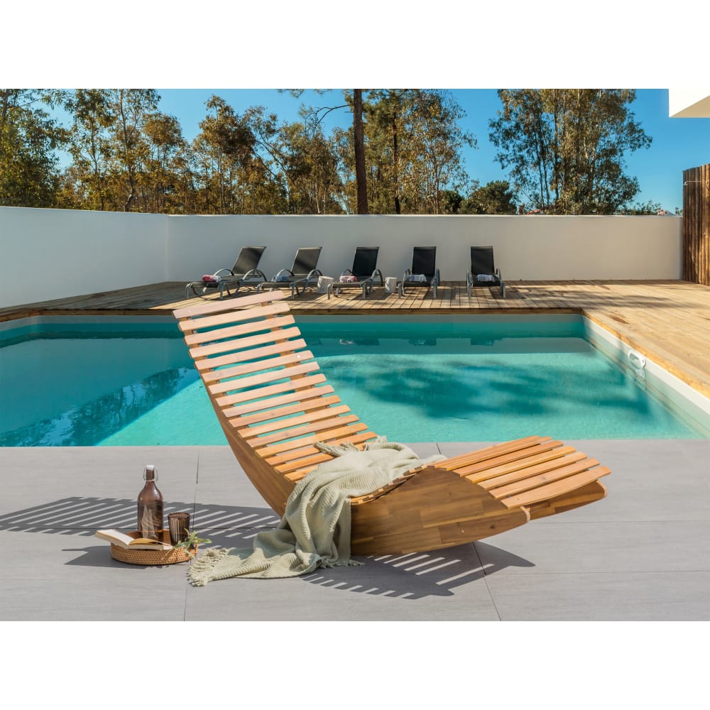 Brescia ii - Chaise longue bois d'acacia marron