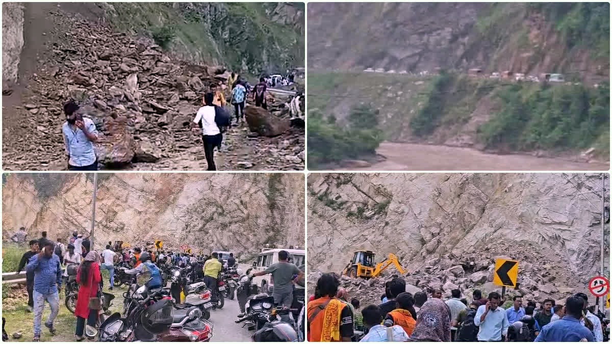 पहाड़ी से हुआ भूस्खलन, सड़क पर मलबा आने से यातायात बाधित
