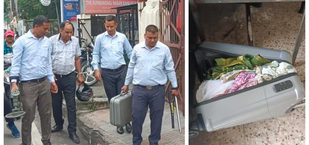 संदिग्ध ट्रॉली सूटकेस बैग मिलने से हड़कंप मच गया।